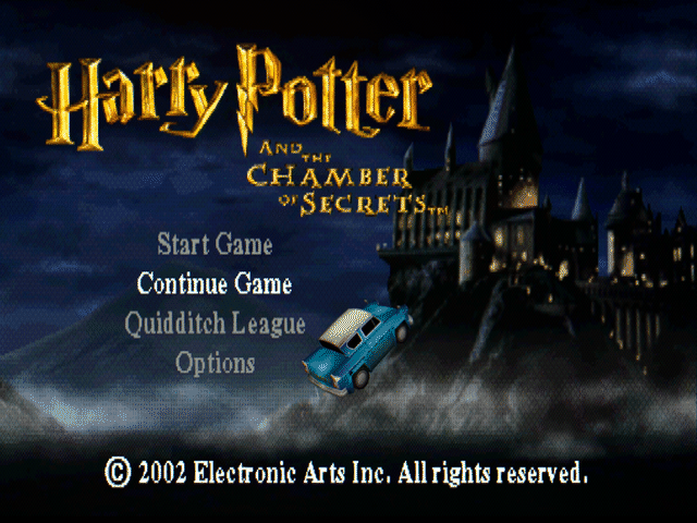 Harry Potter and the Chamber of Secrets title screen for Playstation